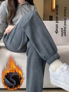 Womens Fleece Lined Joggers Casual Thickened Winter Sports Pants Deep Grey Autumn Winter Harlan Pants Korean Style Commute
