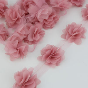 (60 pieces/lot)Pink Meat petal Chiffon lace fabric Webbing Decoration Love gift ribbons crafts