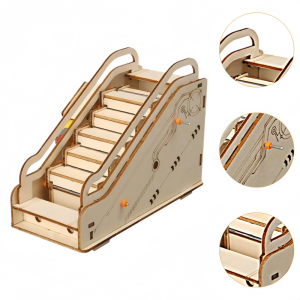 3D Wooden Mechanical Assembling Toys Escalator DIY Manual Science Experiment Puzzle Educational Model Mini Escalator Model Toy
