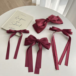 เครื่องประดับผมผู้หญิงปีใหม่สีแดง โบว์ผีเสื้อ คลิปผม กระดูกสันหลัง เครื่องประดับผมแบบยืดหยุ่นสำหรับทรงผมแบบต่างๆ