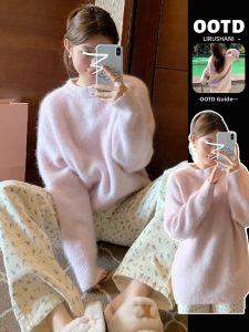 LIRUSHAN | Comfy Soft Pink Sweater For Women Fall Winter
