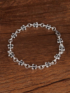 New Silver Color Bracelet for Men And Women with Interconnected Thin Crosses Personalized Retro Trendy Jewelry Accessory