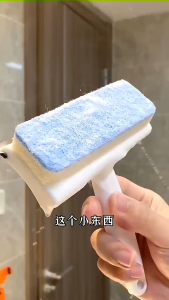 Wiper Pembersih Kaca 2 Sisi dengan Spons & Karet • Sikat Serbaguna untuk Kaca Jendela Kamar Mandi Mobil