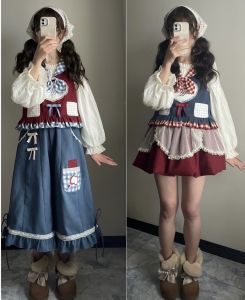 Apple Pie Vest Inner Wear Origami Skirt Pants Studio Original White Bear Sauce All Seasons Lolita Dress Soft Bé Gái Outfit