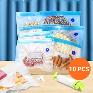 10pcs Reusable Vacuum Bags Food Storage Bags Vacuum Compression Bags Freezer Organizer Sous Vide Bag