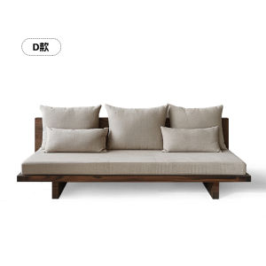 Rustic Modern Detachable Wooden Sofa for Homestay Living Room Luxury Comfortable Three Seater Double Seater Original Wood Sofa