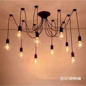 24-Hour COD Delivery: New Modern E27 10 Lights Simple Black Ceiling Pendant Lamp