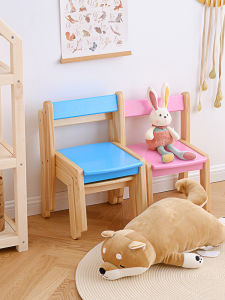 Modern Pure Solid Wood Back Chair Small Chair Kindergarten Chair Montessori Toy Chair Pine Wood Seat Childrens Furniture