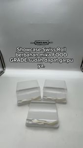 Kotak Bolu gulung mika transparan Swiss Roll Cake box 13 x 10 x 7 cm gratis garpu Transparant