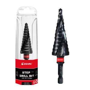 EZARC Step Drill Bit for Metal Stainless Steel 3/16-7/8 Spiral Flute Drill Bit AlTiN Coated 1/4" Hex Shank Drilling Tool 1PC