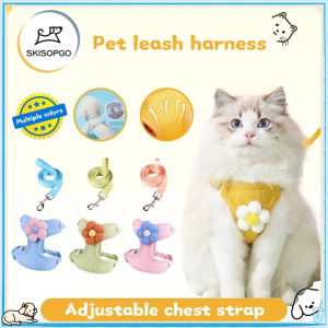 SKISOPGO Pet Harness with Leash Cat Dog Harness Flower Design Cute Soft Breathable Vest for Puppy Cat