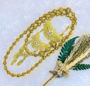 Kalung bros susun tali full kuning wanita terbaru 2025