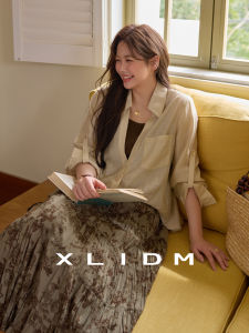 XLIDM plus Size Womens Shirt Acetate Lyocell Linen Design Loose V-Neck Color Block Slimming Shoulder Shirt Casual Commute Style