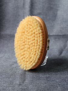 แปรงอาบน้ำแบบแห้ง EASIMPLE สไตล์คลาสสิก ขนสุกรธรรมชาติ แปรงอาบน้ำสำหรับผู้ชายและผู้หญิง แปรงนวดสะโพก แปรงรูปตัว Fats Body Brush