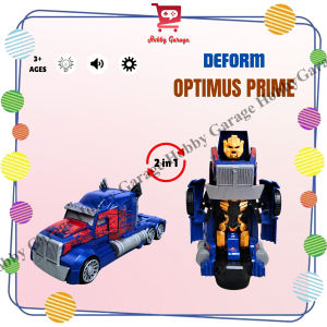 Mainan Mobil Transform Robot Anak Deformation Optimus Prime Light Sound