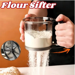 Kitchen Hand-held Flour Sifter Sugar Powder Shaker Sifter For Cake Dessert Semi-automatic Flour Sieve Cup