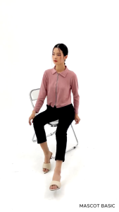 MASCOT Atasan Wanita Rajut Double Zipper Lengan Panjang (034) Outwear Sleting Cardigan