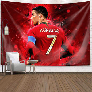 Champions League Star Ronaldo พื้นหลังผ้าฟุตบอล Star Cristiano Ronaldo ตกแต่งห้องผ้า Tapestry หลายขนาด