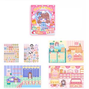 H2Z Enjoy the Reusable Jelly Stickers Book with Captivating Cute Pomelo Sisters Scenes for Children SZ283