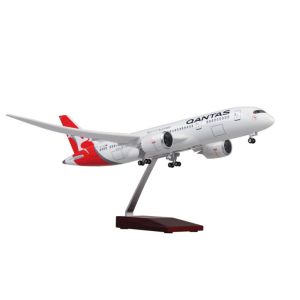 B787 Qantas Airways Toys Plane 1/130 Scale 47cm Airplane Model Resin Diecast Aircraft Assemble Children Gift with Lights & Stand