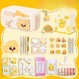 Large Capacity Cheese Pencil Case Girls School Supplies Bag Cute Multifunctional Stationery Box for Primary And Middle School Students