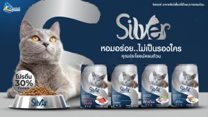SILVER ซิลเวอร์ อาหารเม็ด แมวโตอายุ 1 ปีขึ้นไป สูตร ACTIVE รสปลาทูและข้าวหอมมะลิ 20 กก.