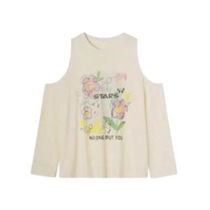 YUEZHONGWEI | Dopamine Yellow Shoulder Print Long Sleeve T-Shirt Women Summer Thin Outer Sun Protection Cover Up Top Korean Style Loose Fit