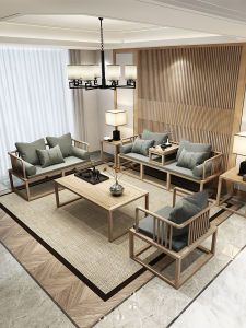 New Chinese Style Sofa Solid Wood Modern Minimalist Living Room B & B Small Apartment White Wax Zen Office Accessible Luxury Furniture
