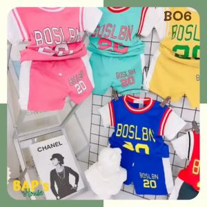 Bộ Cộc Tay Bé Trai Bé Gái Bộ Thể Thao Bé Gái Bé Trai In Số BAPs House BO6