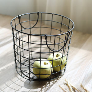 Nordic Iron Art Toy Clothing Storage Basket Bathroom Dirty Laundry Basket Homestay Storage Bucket Vegetable Fruit Basket Retro Carry Basket