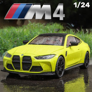 【RUM】1:24 Scale BMW M4 Alloy Car Model Light & Sound Effect Diecast Car Toys for Boys Birthday Gift Kids Toys Car Collection