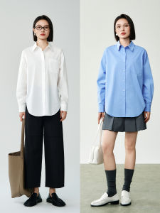 Elegant Simple Pure Cotton White Shirt Womens Loose Long Sleeve Basic Style Spring Autumn New Arrival Casual Comfortable Top