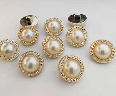 12 PCS KANCING BAJU MUTIARA MEWAH TIMBUL MOTIF CINCIN UKURAN 15 MM 18 MM 21 MM