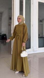 TREND GAMIS MUSLIMAH POLOS JUMBO LD 110 - DRESS LEBARAN 2023 MOTIF PAYET - BAJU BAHAN CRINCLE
