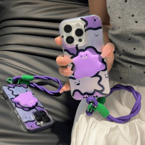 RouJiang Casing For Samsung s21 s23 s24 ultra A11 A12 A13 A14 A15 A22 A32 A52 A72 A23 A33 A53 A73 A24 A34 A54 A25 A35 A55 A02 A03 A05 A30 A50 A21s A 31 A51 A71 4G 5G Cartoon Cute Purple Monster Bracket ins Minimalist Feather Laser Advanced Case Soft Cover