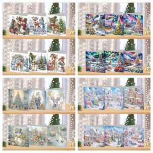 6 diamond painting set Christmas card DIY crystal embellishment and diamond embroidery Christmas snowman