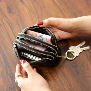 High-End Short Leather Coin Purse Korean Japanese Style Key Holder Multi-Functional Coin Wallet Top Layer Cowhide Womens Wallet