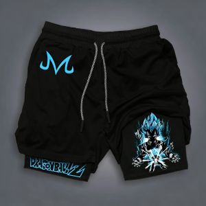 Bandai | Dragon Ball Anime Gogeta Printed Double-layer Shorts 2026 Mens Summer Fitness Boxing Quick Drying Breathable Sports Shorts