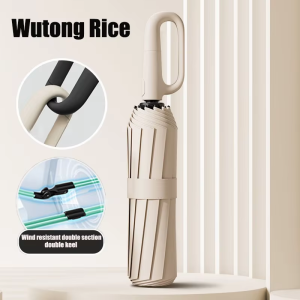 Extra-large reinforced UV-resistant windproof rainproof fully automatic rotating buckle folding umbrella with double ribs