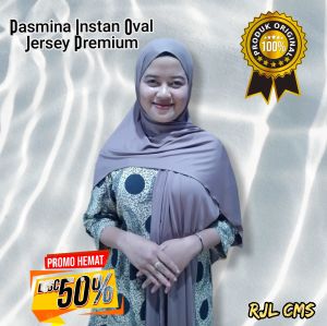 RJL Pashmina Instan Oval Original JERSEY Premium kualitas bagus Jilbab Muslim Kerudung Panjang Lembut Nyaman Tebal