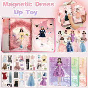 Girls Busy Book Magnetic Quiet Book Kids Paper Doll Dress Up Game Book Princess Clothes Magnetic Paper Dolls