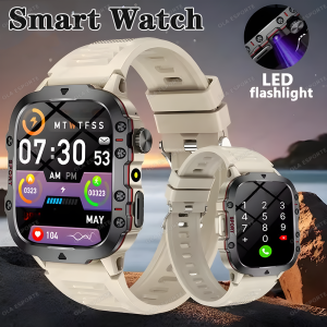 New Outdoor Military Man Smart Watch 2025 Heart Rate Bluetooth Call Health Monitor LED Lighting Waterproof Men Women Smartwatch