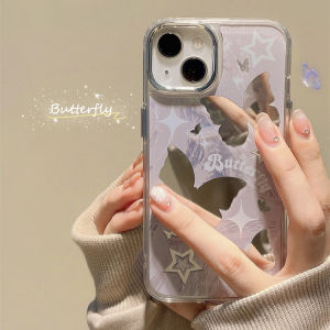 CrashStar INS Butterfly Mirror Fashion Hard Phone Case For iPhone 15 14 Pro Max Plus 13 Pro Max 12 Pro Max 11 Makeup Phone Casing Cover With Plating Camera Protection Hot Sale
