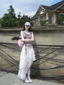 Váy Midi Chữ a Xếp Nếp Cổ Điển Nhiều Lớp Eo Thun Váy Midi Đa Năng Váy Xếp Nếp Không Đều Viền Ren Váy Chữ a