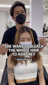 (FREE bleach set) Direct ash grey Hair Color Kit (10minutes )100ml+Free Bleach&Peroxide(100ml) hair ash BLONDE dye rambut kelabu hair dye permanent dye Muslim friendly