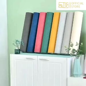 (9 Warna) Wallpaper Sticker LINEN Busa Foam Premium 28m x 50cm Bertekstur Praktis COD by Bolong ID