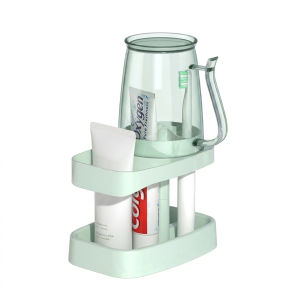 Strong Adhesive Wall Mounted Toothbrush Holder Open Drainage Cup Slot ABS Organizer Rack for Home Hotel Essentials