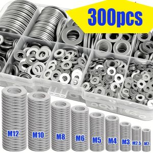 Bộ 300 Chi Tiết Vòng Đệm Phẳng Bằng Thép Không Gỉ M2-M12 Để Bảo Trì Nhà Cửa Sửa Chữa Công Nghiệp Bảo Trì Tòa Nhà Ngoài Trời Gia Công Kim Loại