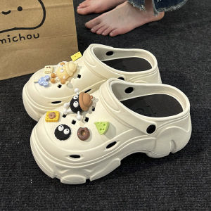 Women's Summer Outdoor Wear: Coal Ball Hole Hole Shoes & High Heel Thick Bottom Head Cover Slippers