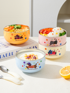 Bát Ăn Bằng Thép Không Gỉ 316 Chống Bỏng Cách Nhiệt Hai Lớp Cho Trẻ Em Bát Ăn Đặc Biệt Chống Rơi Bát Ăn Thức Ăn Bổ Sung Cho Bé